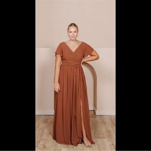 Revelry Harper Chiffon Faux Wrap Dress in Rust size 20